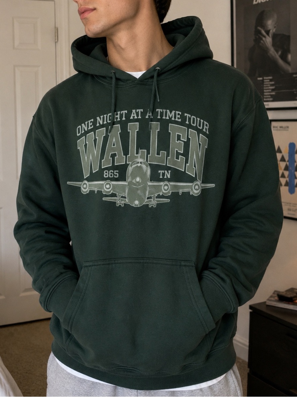 Morgan Wallen Dark Green Graphic Hoodie - Unbranded